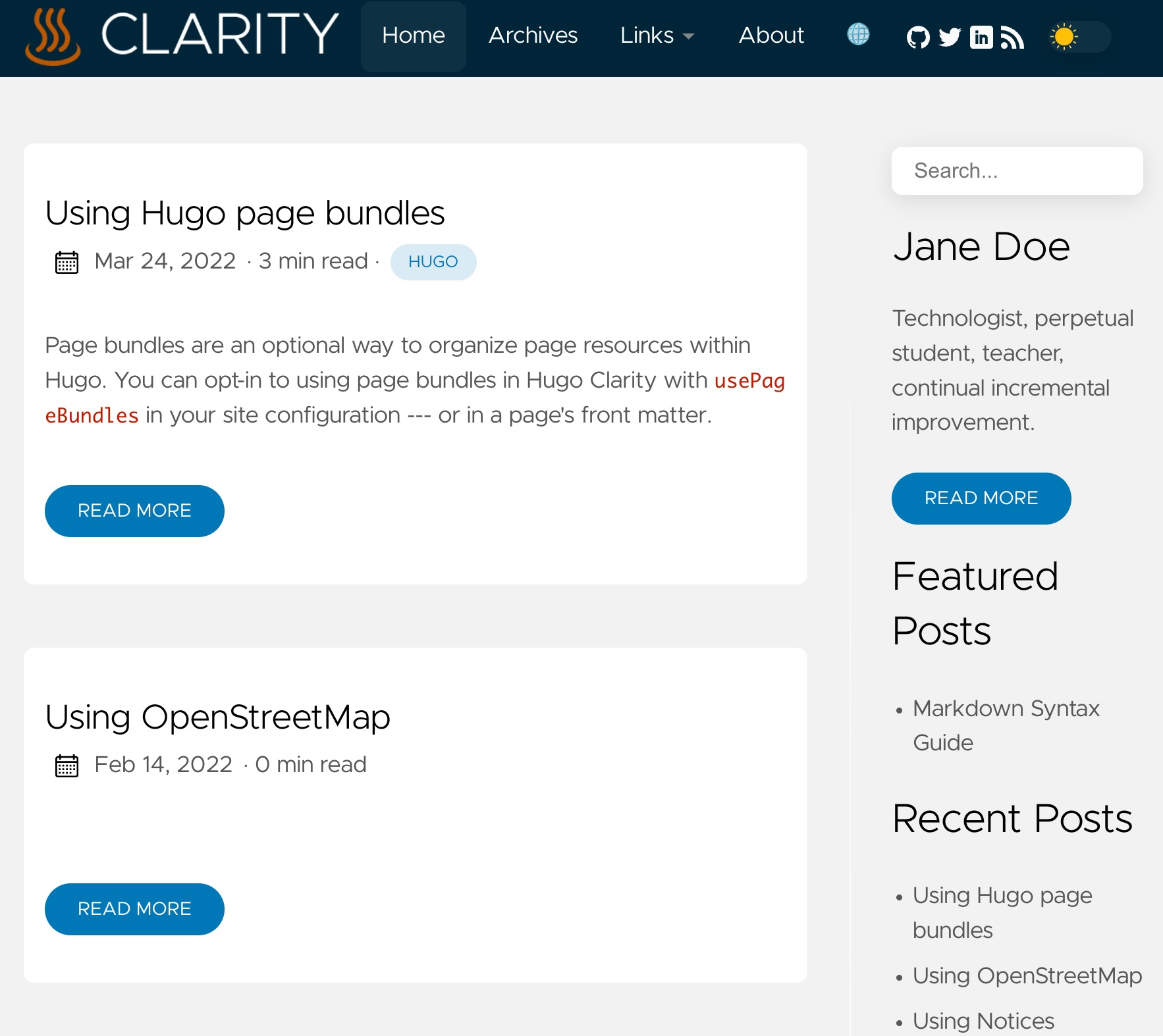 Hugo静的サイトジェネレータ テーマClarityで環境構築手順の紹介